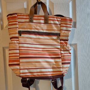 Thirty-One Striped Backpack - Red, Orange, Cream